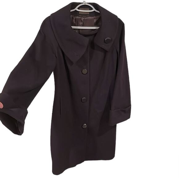 Reiss Double Breasted Peacoat Jacket Foldover Collar Cashmere Wool Purple Size S - Picture 2 of 8